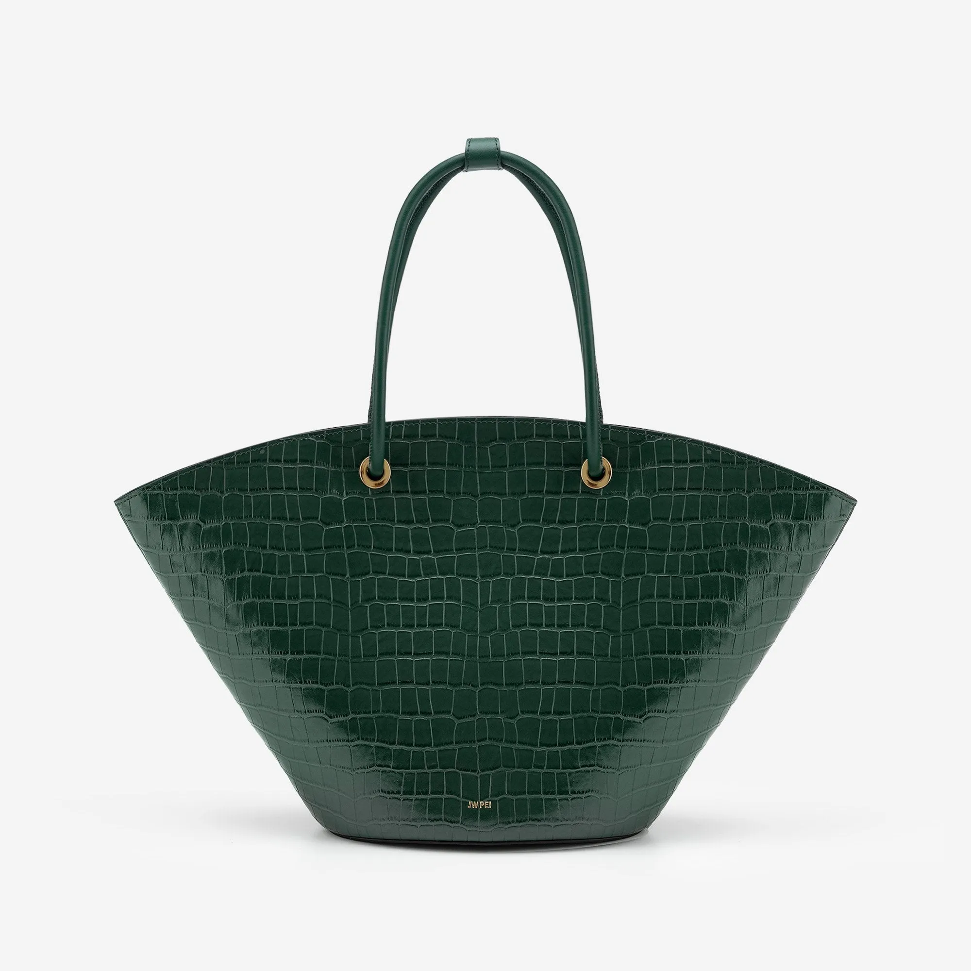 Faye Medium Tote - Dark Green Croc