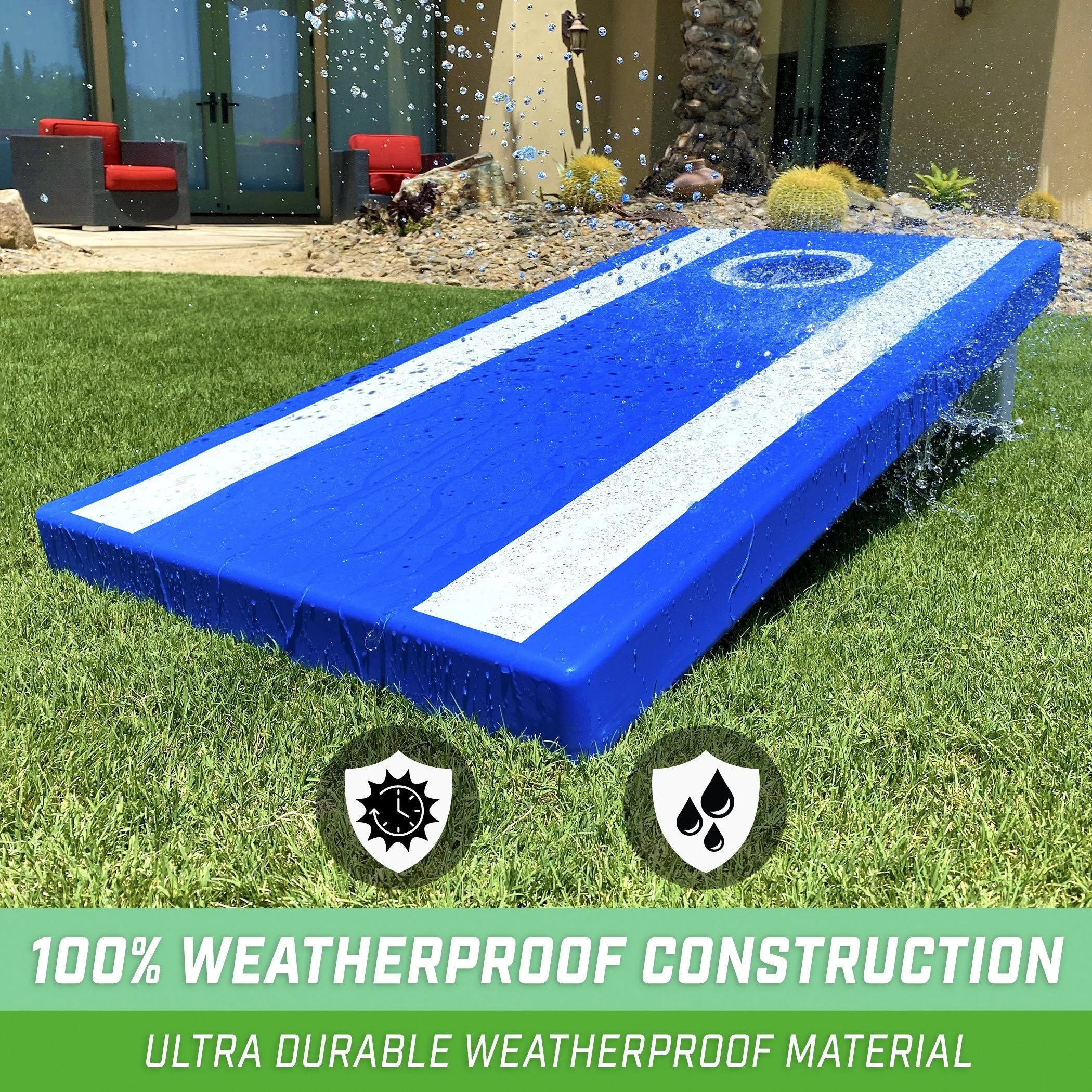 GoSports 4 ft x 2 ft All-Weather Cornhole Set - Blue