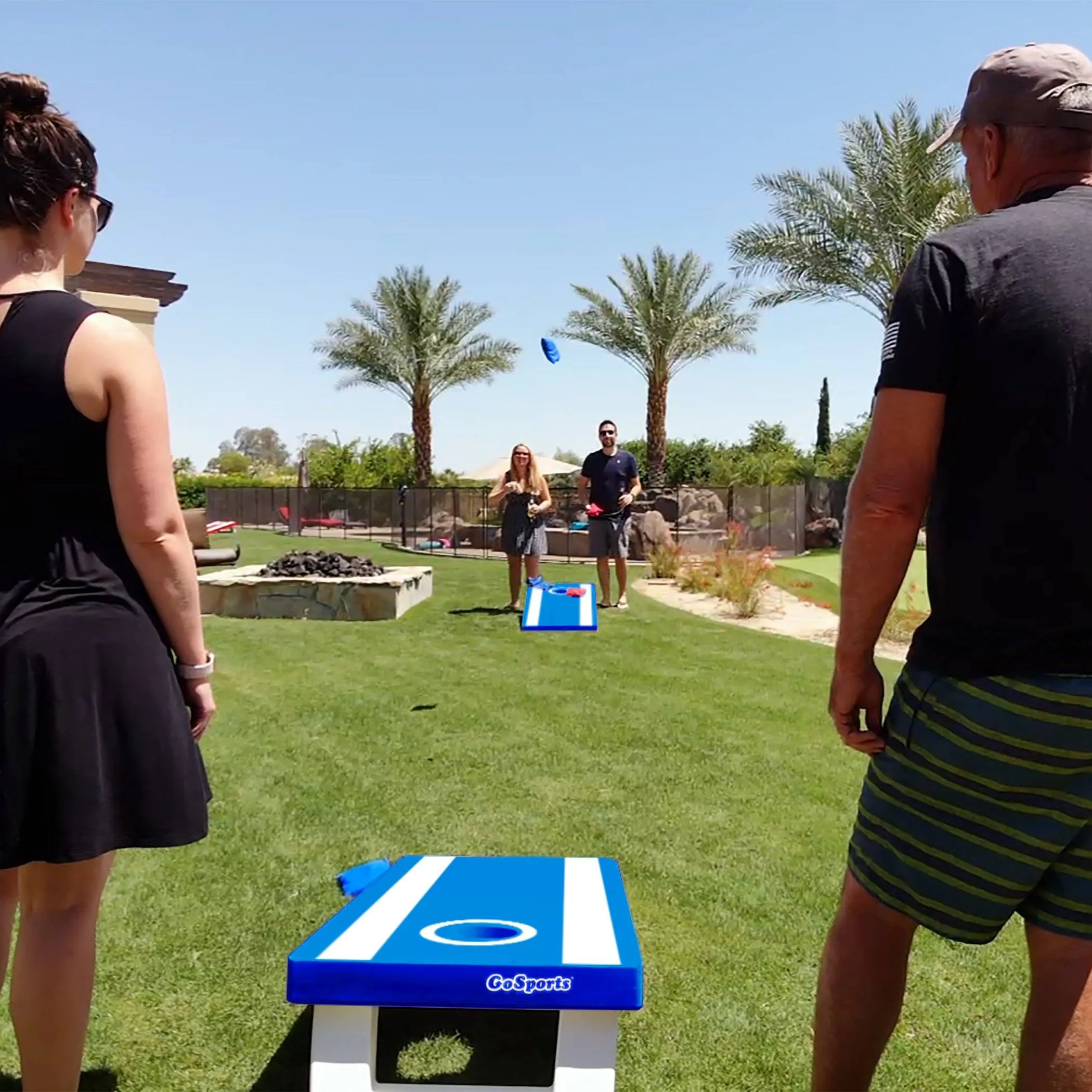 GoSports 4 ft x 2 ft All-Weather Cornhole Set - Blue