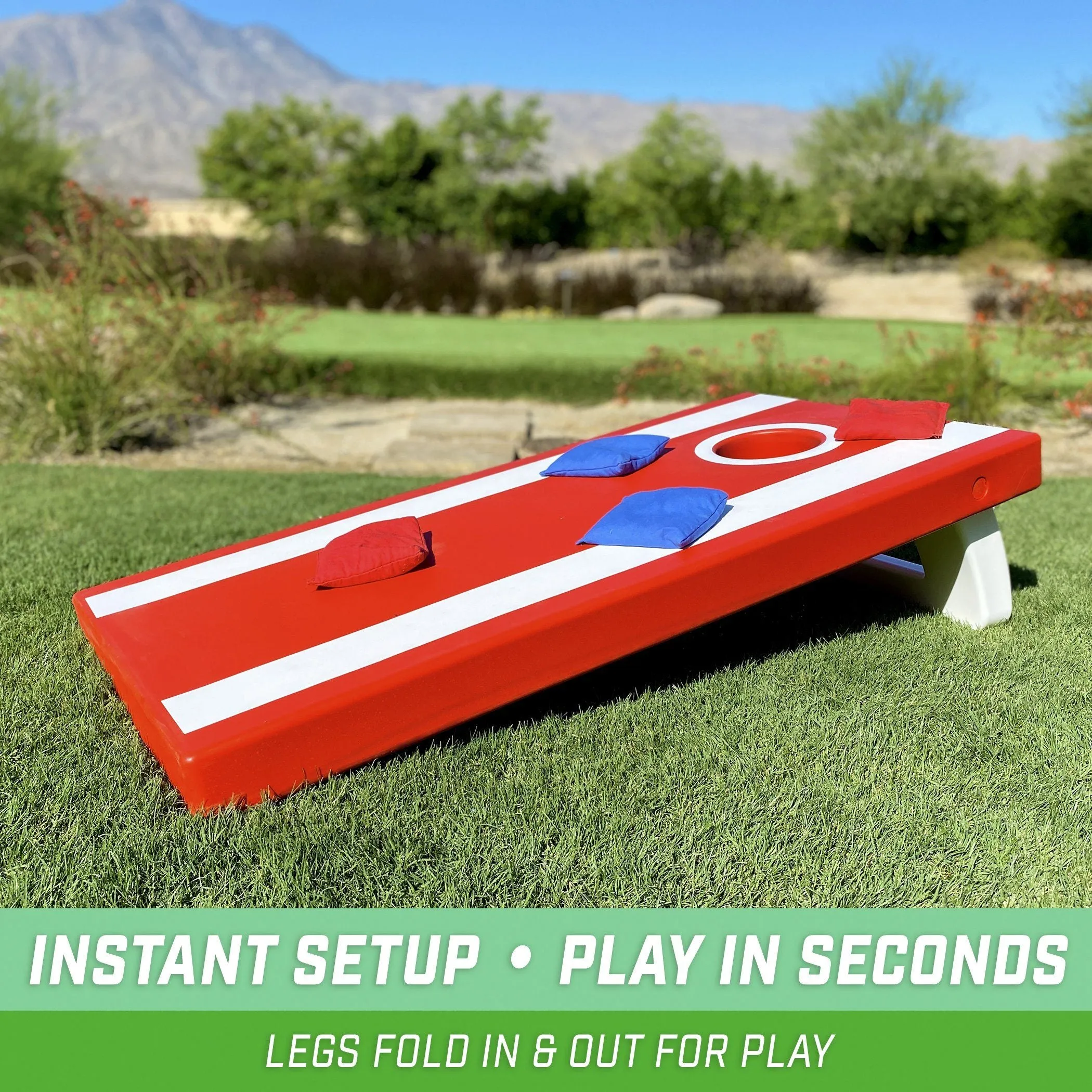 GoSports 4 ft x 2 ft All-Weather Cornhole Set- Red