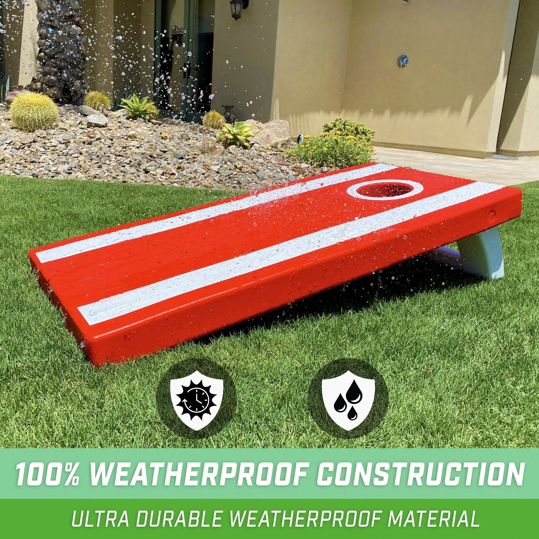 GoSports 4 ft x 2 ft All-Weather Cornhole Set- Red