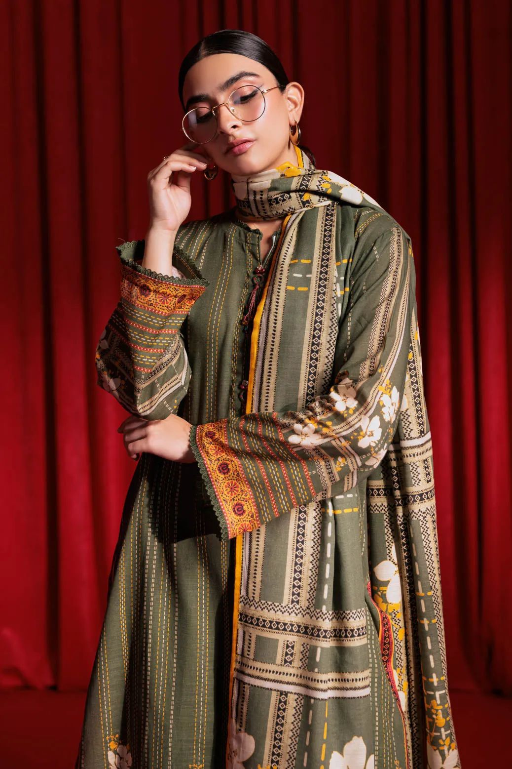 GREEN-KHADDAR-3 PIECE (WS6243P09)