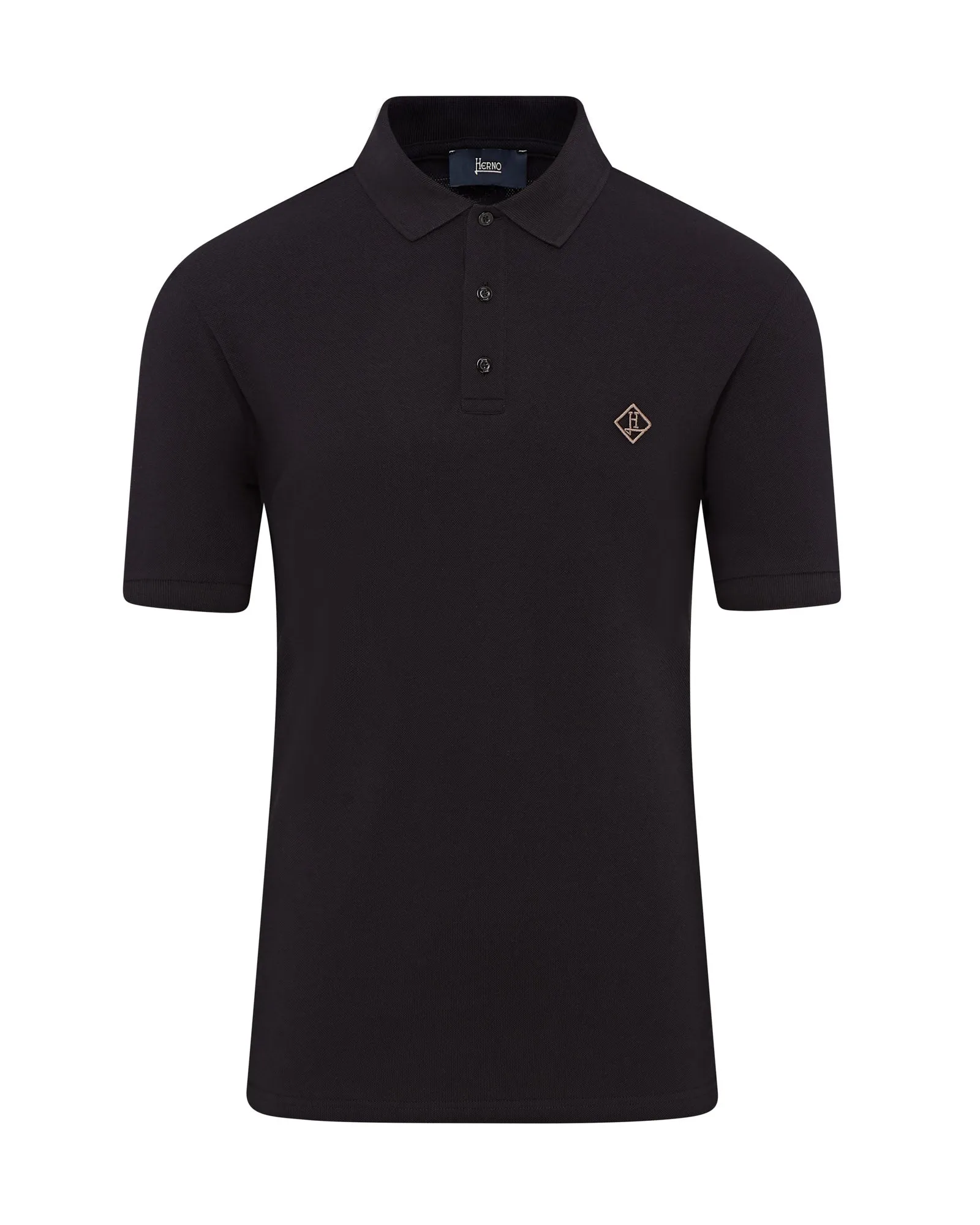 Herno Crest Logo Short Sleeve Polo (Black)