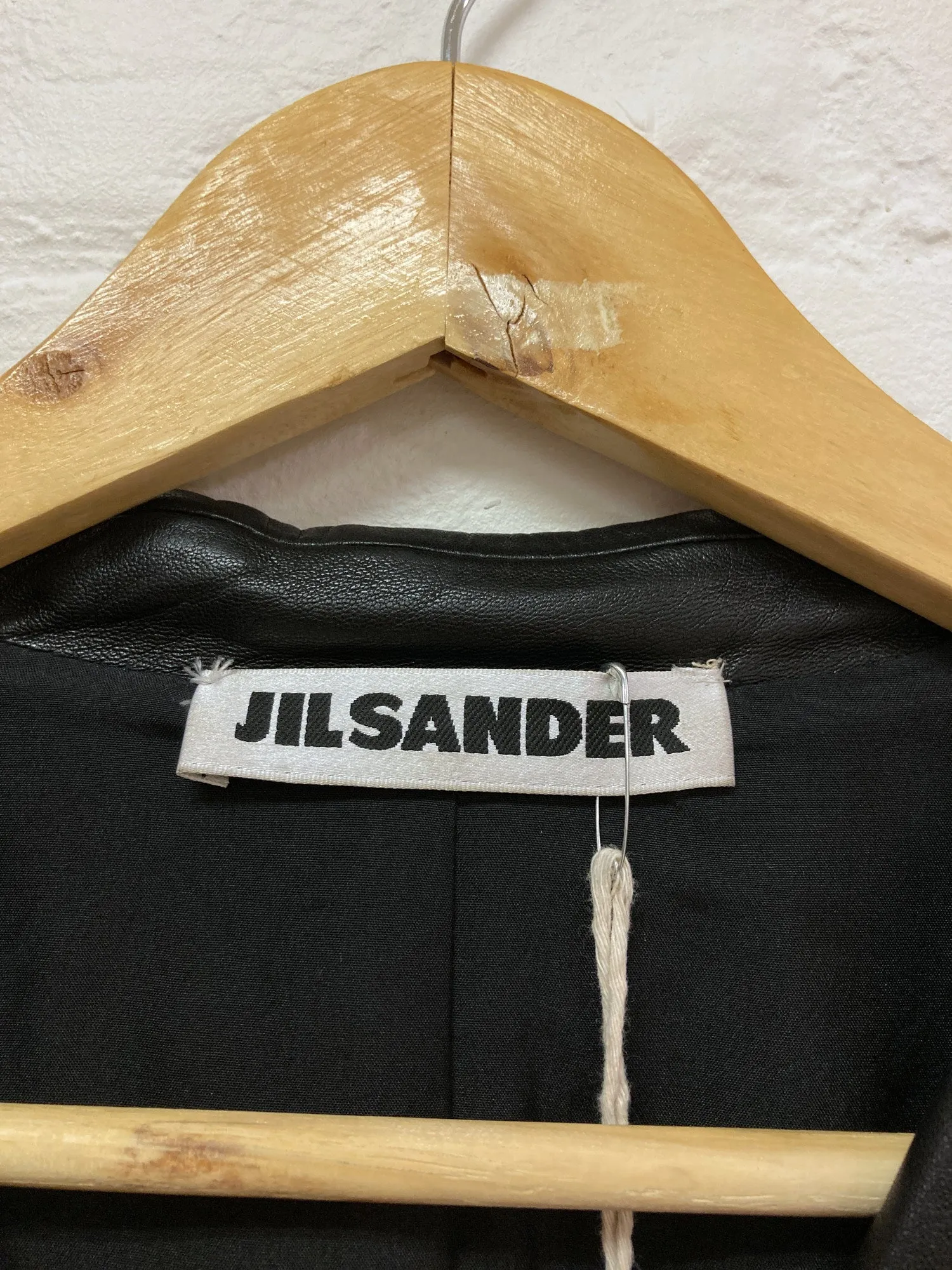 Jil Sander black leather 2 button blazer - size 34