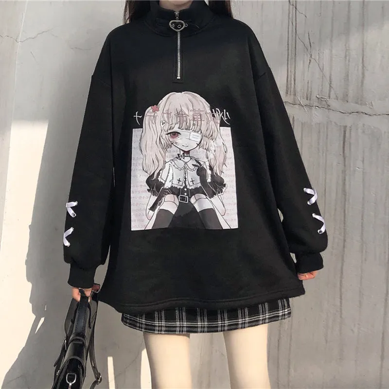 Kawaii Girl Ribbon Cuff Anime Hoodie
