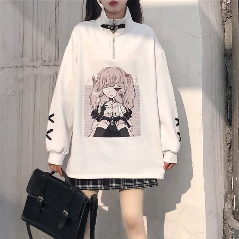 Kawaii Girl Ribbon Cuff Anime Hoodie