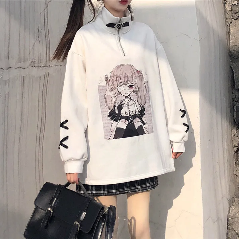 Kawaii Girl Ribbon Cuff Anime Hoodie