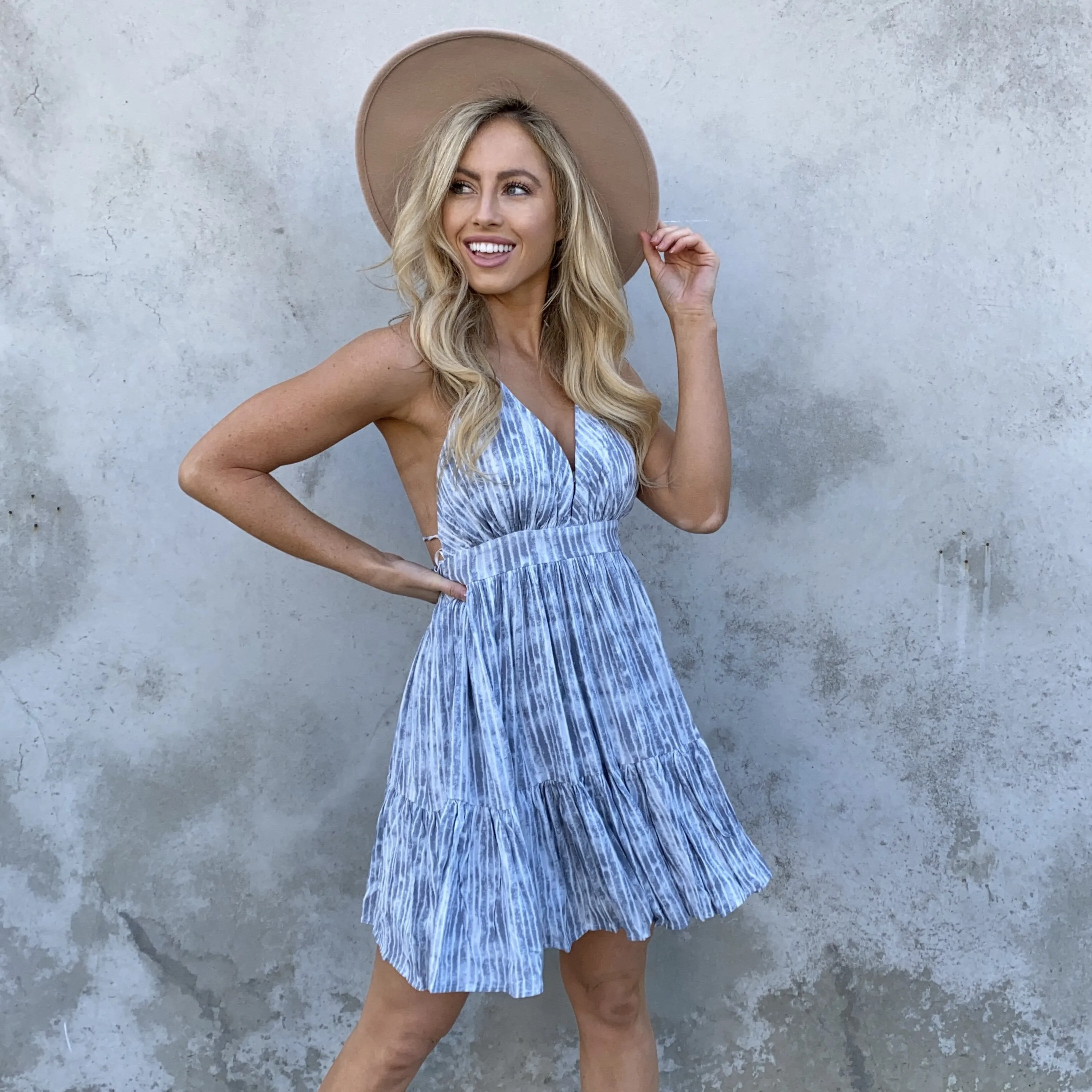 Kiss The Day Stripe Halter Summer Dress