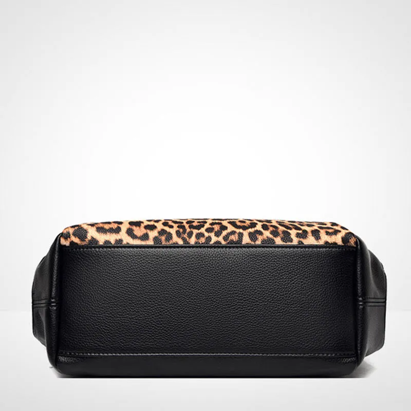 Leopard Zebra Print Tote For Women Vegan Leather Large Handbag