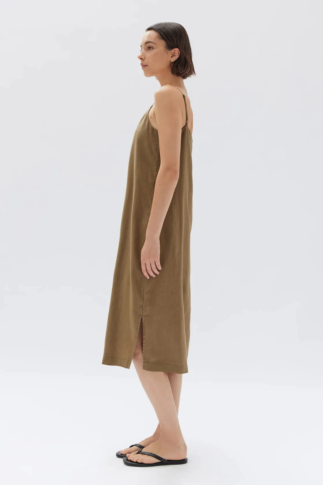 LINEN SLIP DRESS | PEA