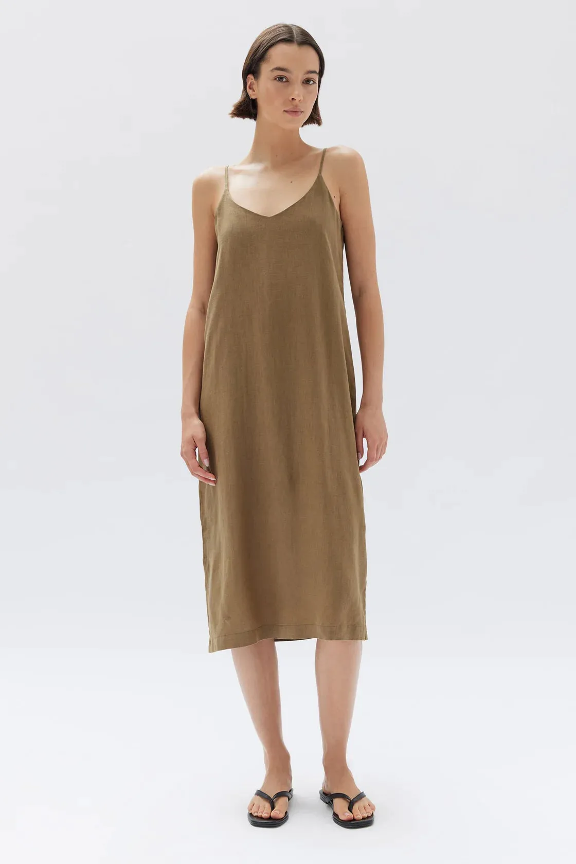 LINEN SLIP DRESS | PEA