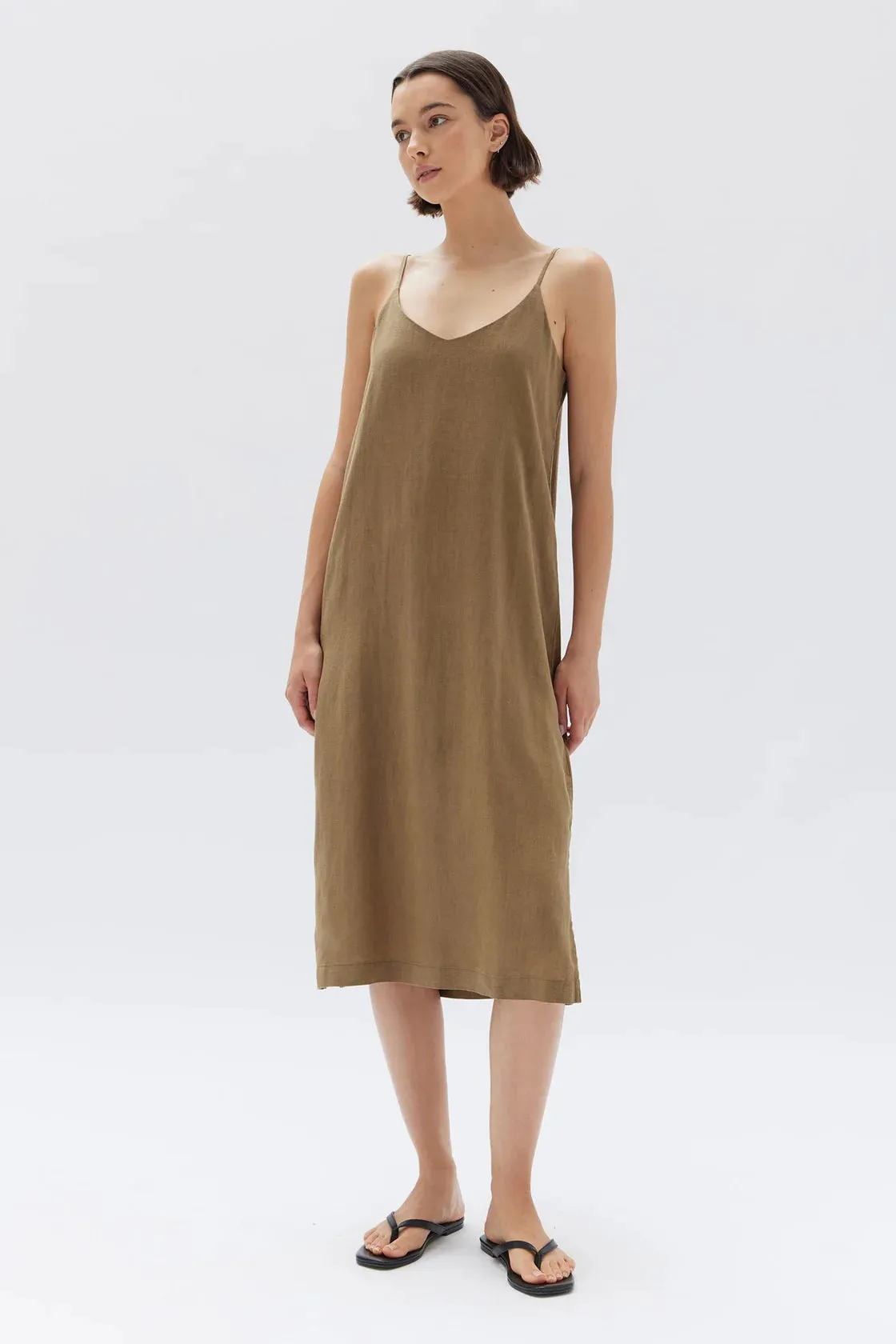 LINEN SLIP DRESS | PEA