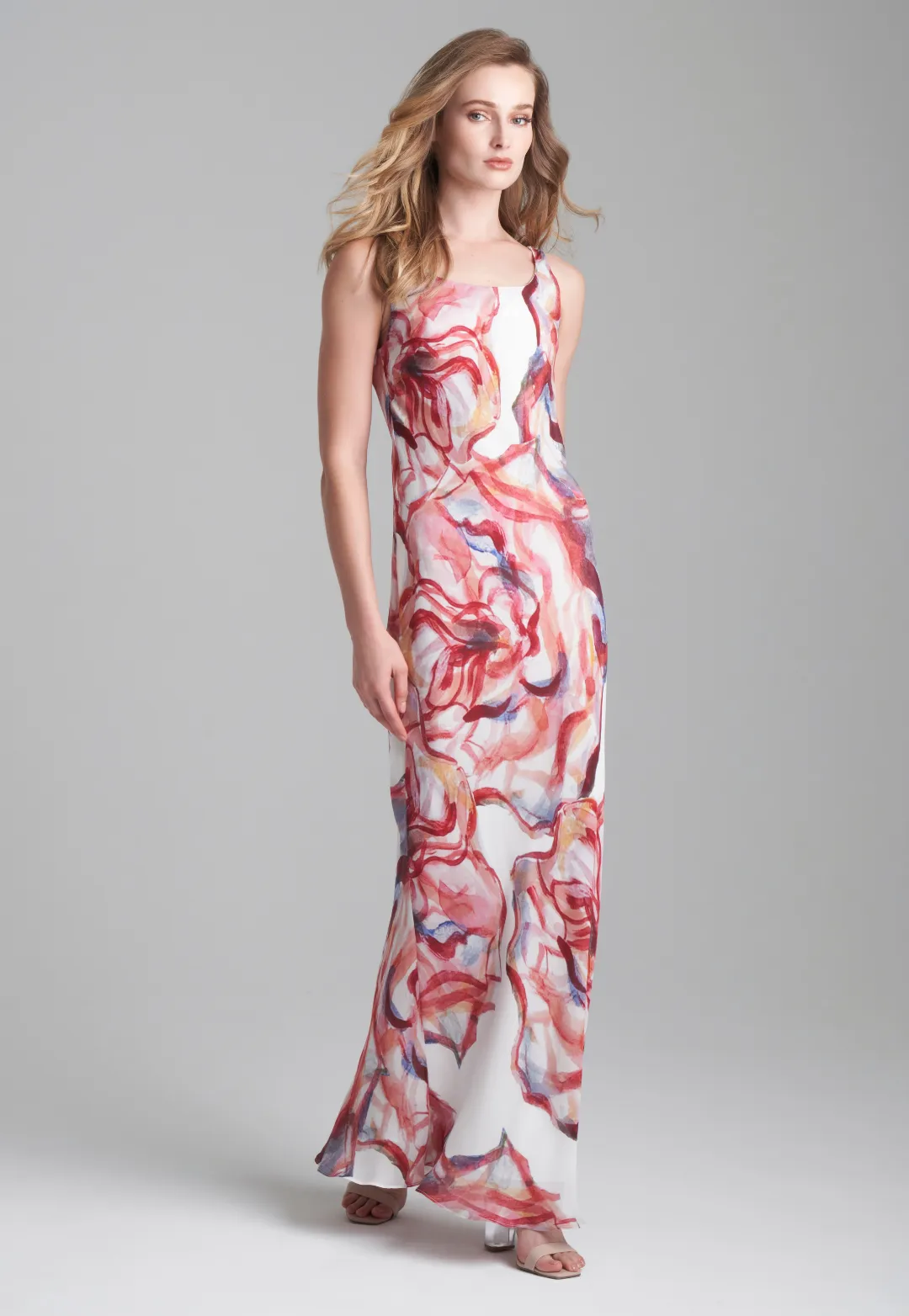 Lucia Silk Slip Dress in Rose Rouge