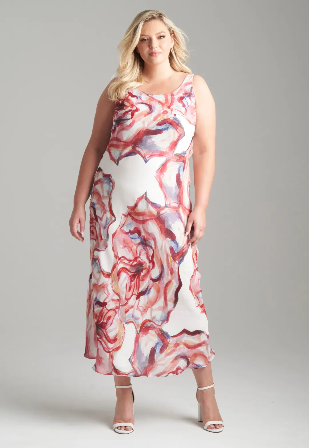 Lucia Silk Slip Dress in Rose Rouge