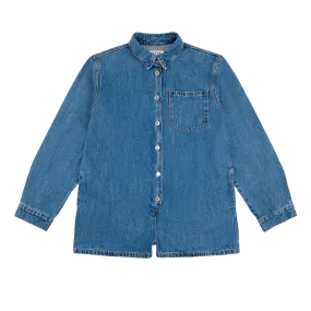 Med Wash Long Sleeve Denim Romper