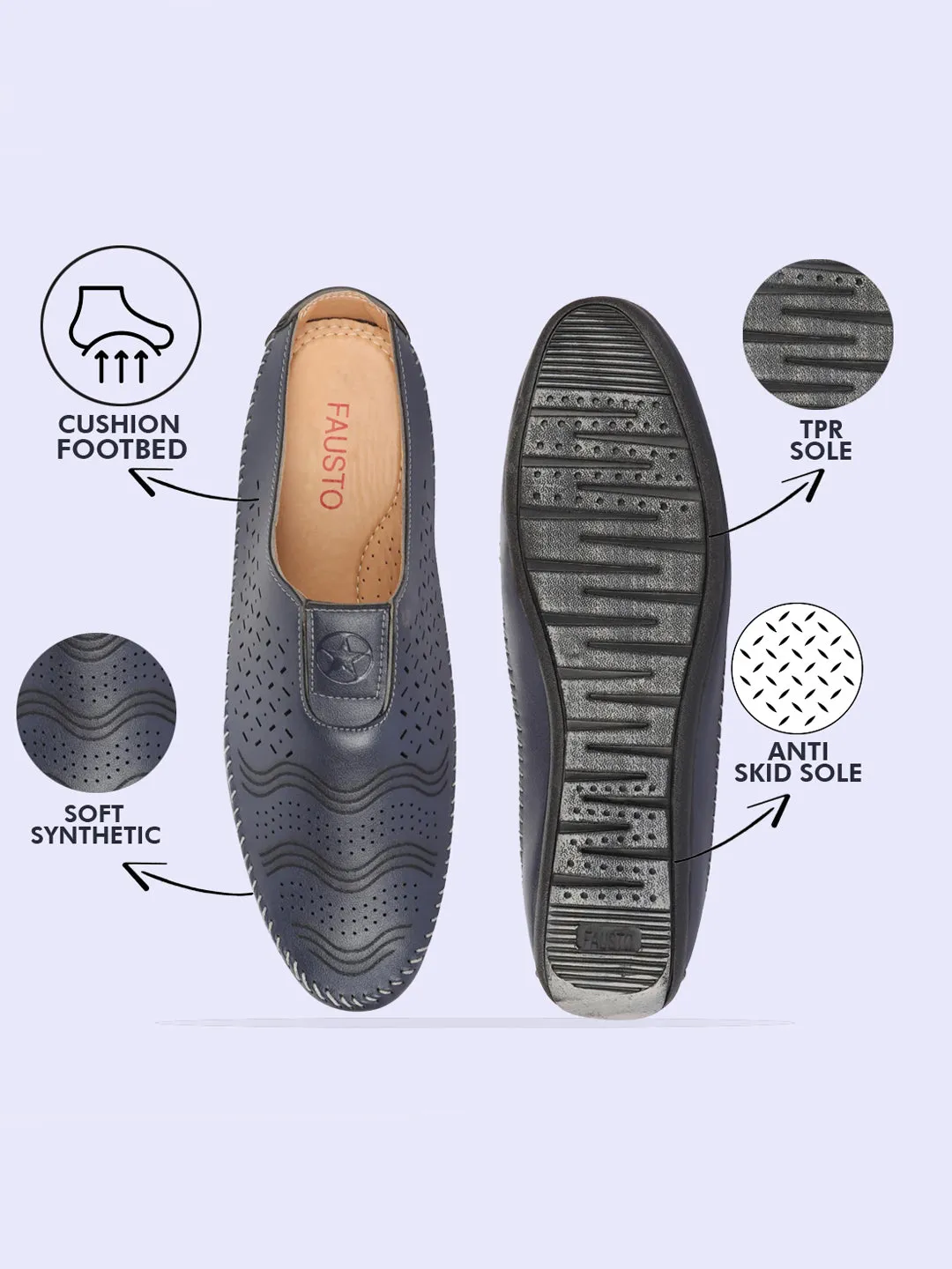 Men Blue Ethnic Slip-On Juttis