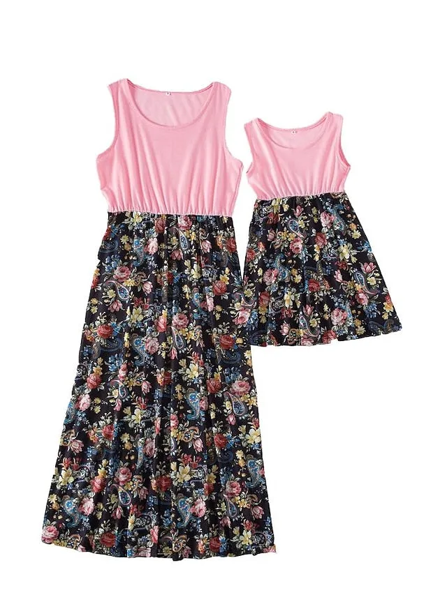 Mommy and Me Dresses Cotton Graphic Home 8016 8010 8011 Short Sleeve Knee-length Mommy And Me Outfits Adorable Matching Outfits