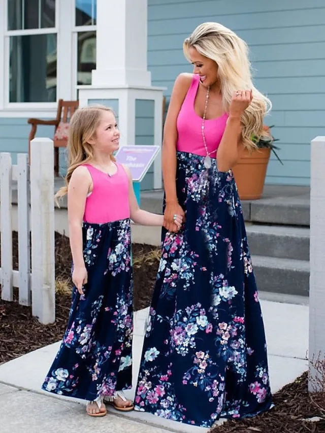 Mommy and Me Dresses Cotton Graphic Home 8016 8010 8011 Short Sleeve Knee-length Mommy And Me Outfits Adorable Matching Outfits