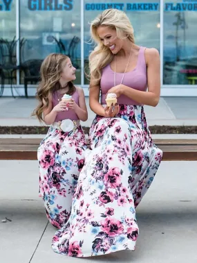 Mommy and Me Dresses Cotton Graphic Home 8016 8010 8011 Short Sleeve Knee-length Mommy And Me Outfits Adorable Matching Outfits