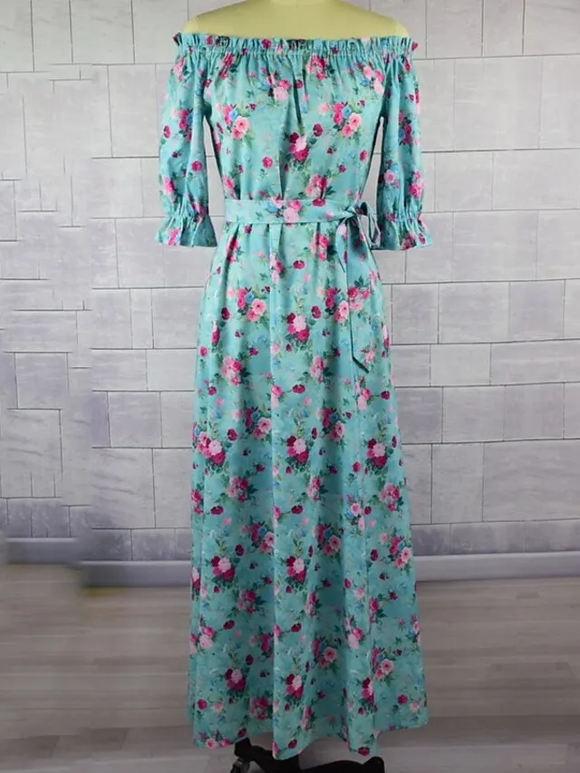 Mommy and Me Dresses Graphic Floral Daily Ruched Light Blue Half Sleeve Knee-length Mommy And Me Outfits Cute Matching Outfits