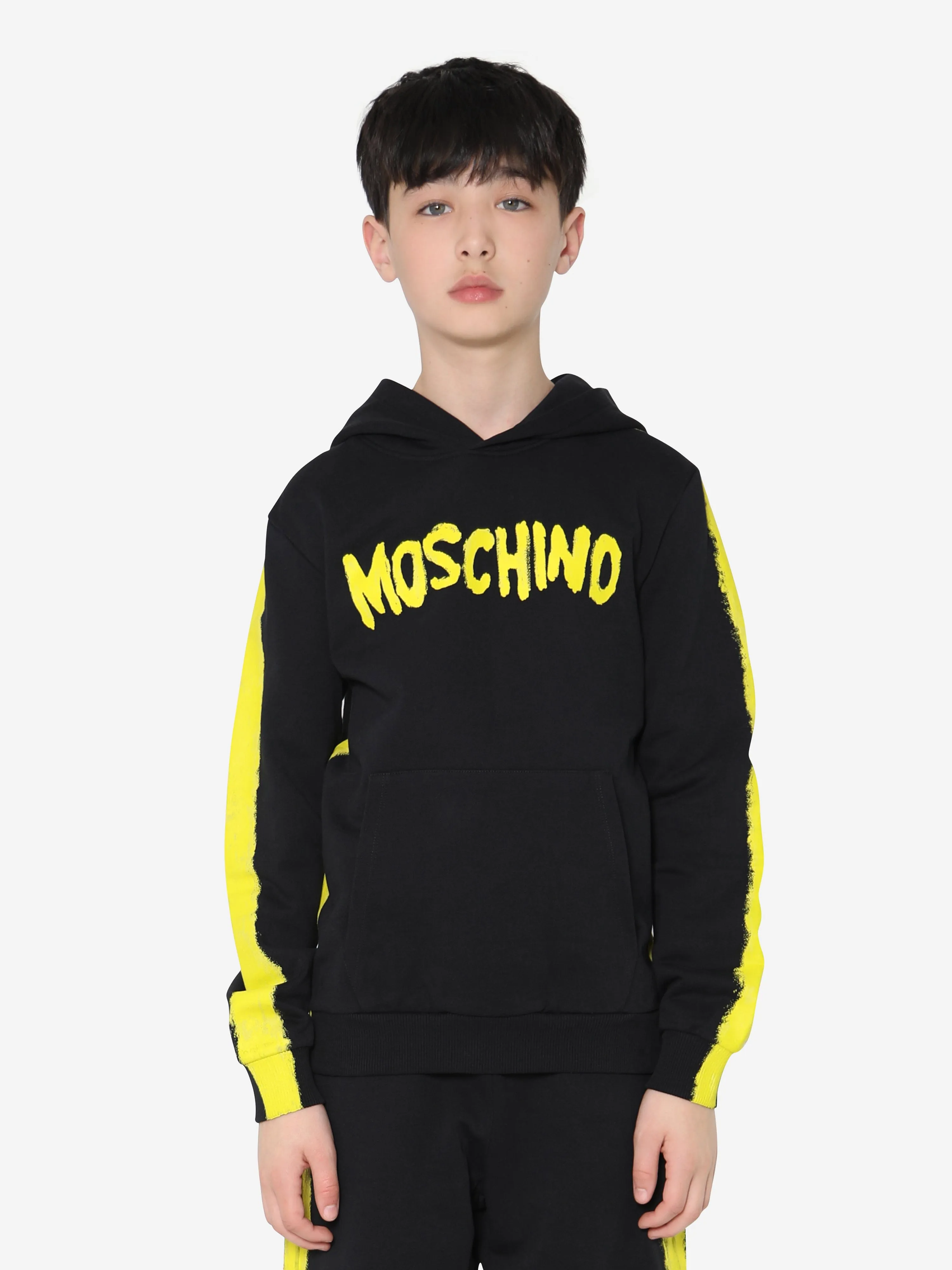 Moschino Boys Logo Print Hoodie in Black