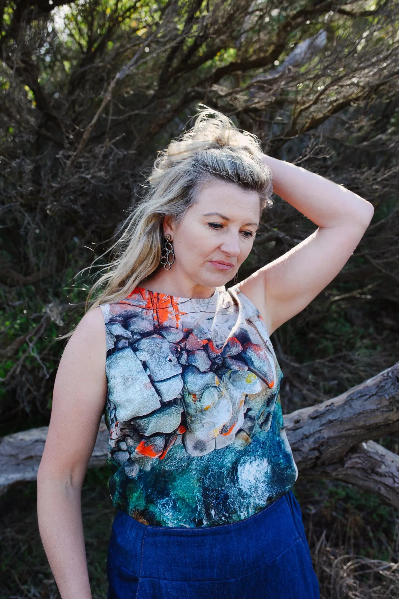 Organic Cotton Poplin Tank - Aerial Bay of Fires