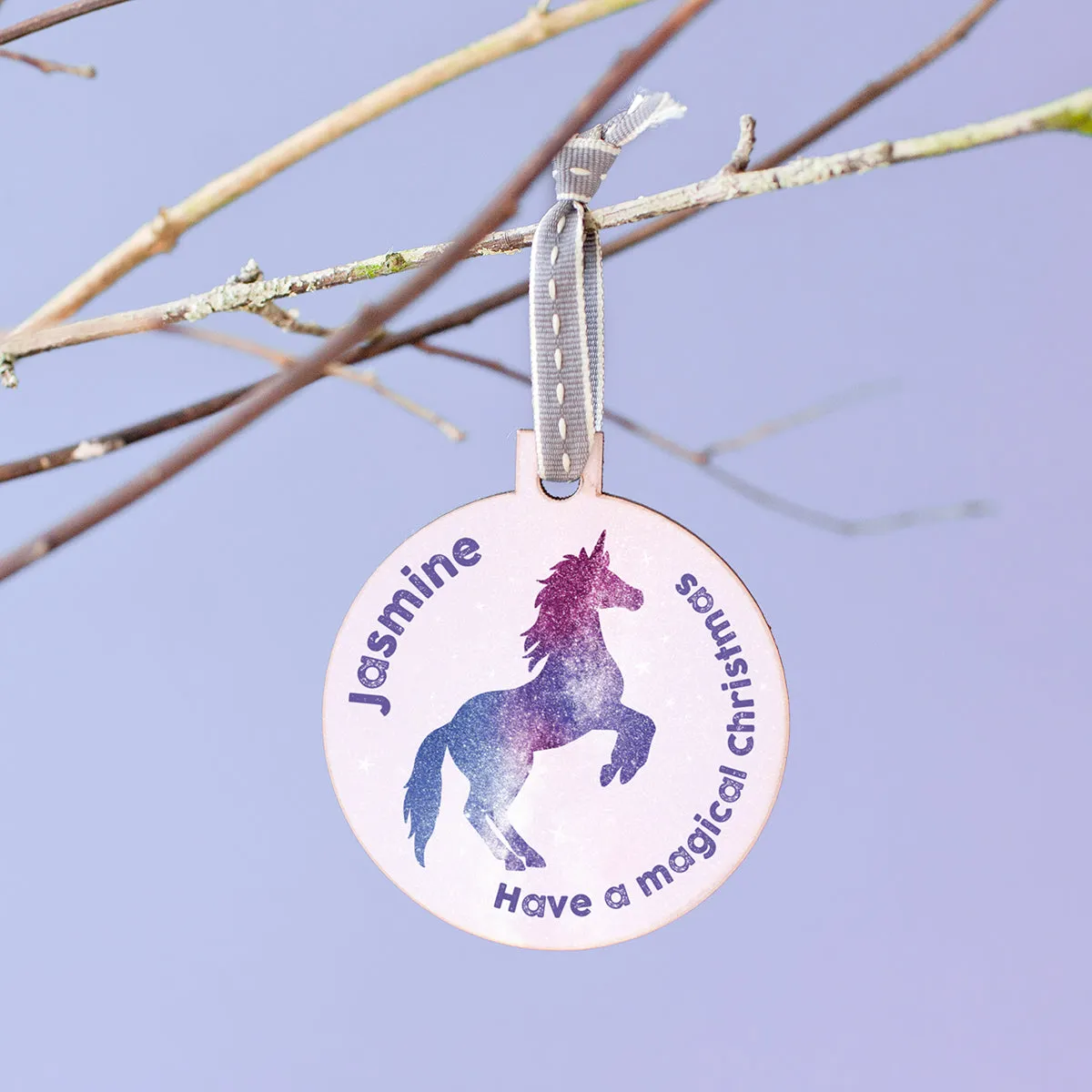 Personalised Stardust Unicorn Christmas Bauble