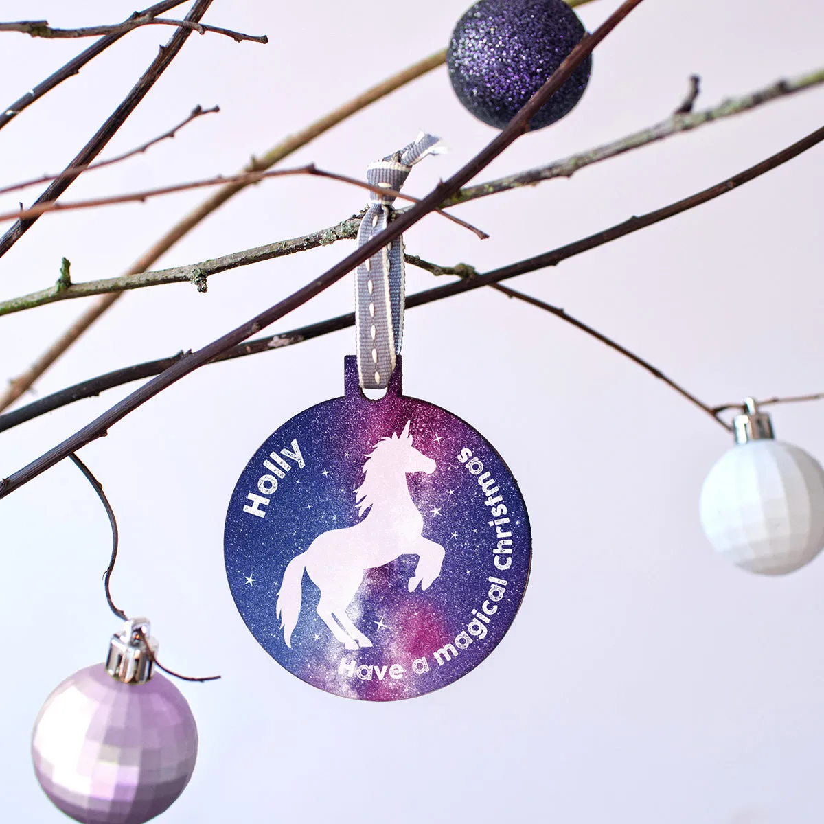 Personalised Stardust Unicorn Christmas Bauble