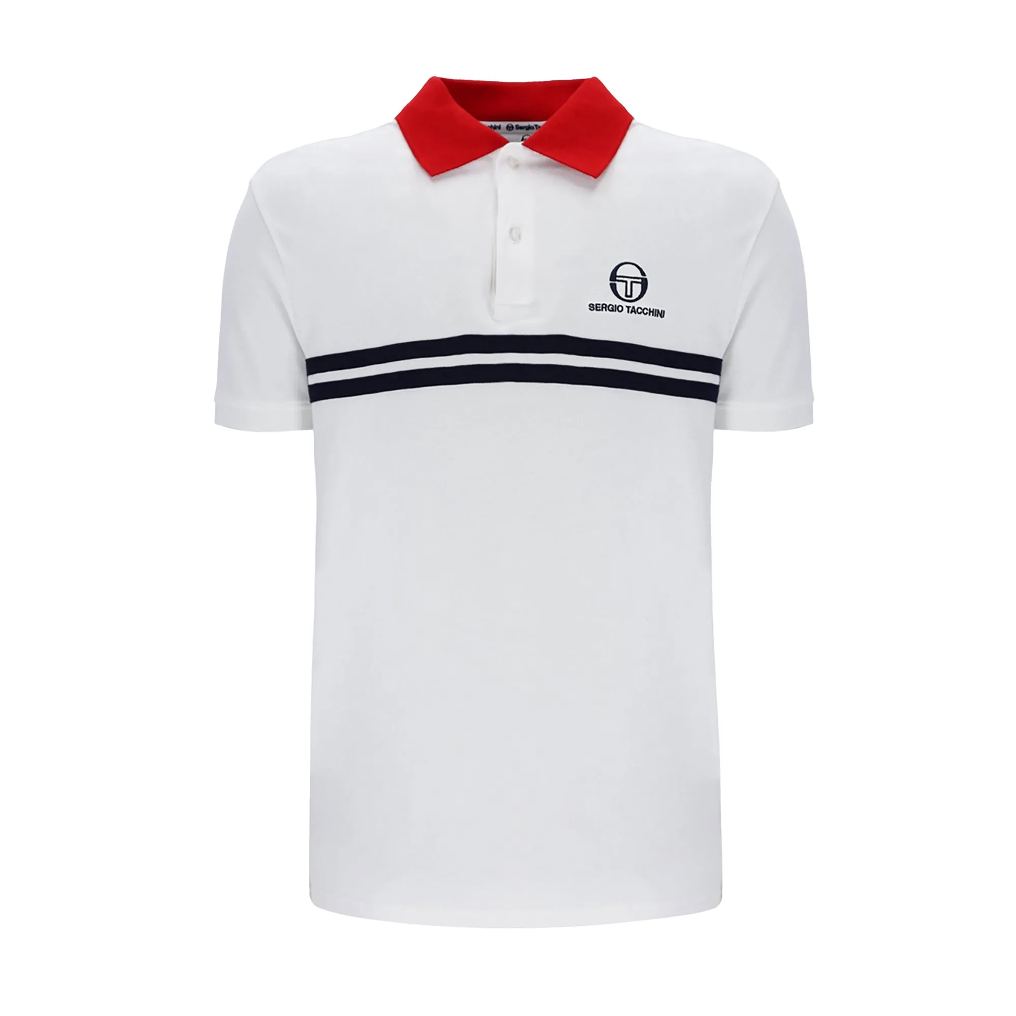 Sergio Tacchini Supermac MK2 Polo Shirt White/Adrenaline Rush