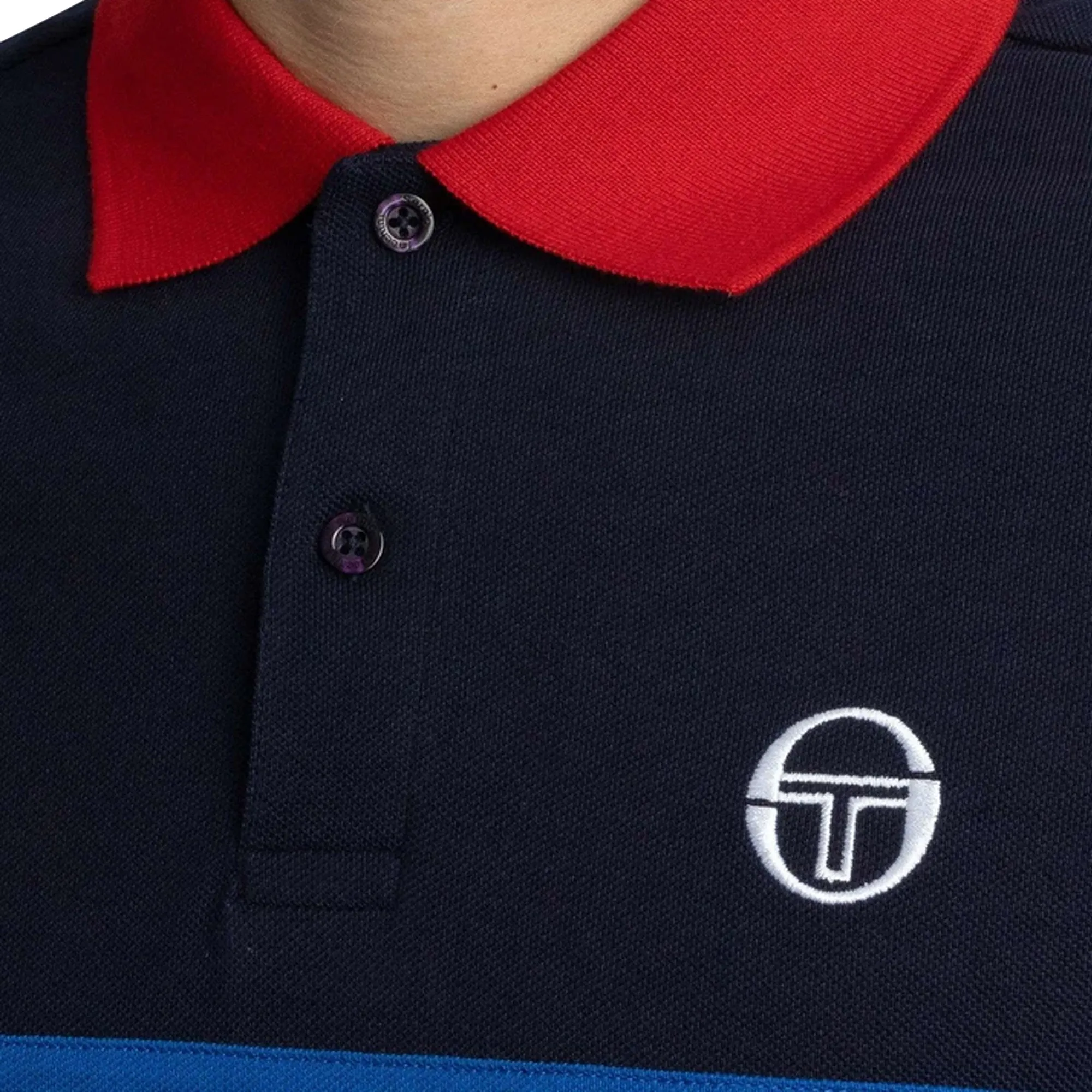 Sergio Tacchini Supermac Polo Shirt Maritime Blue/Adrenaline Rush/Nautical