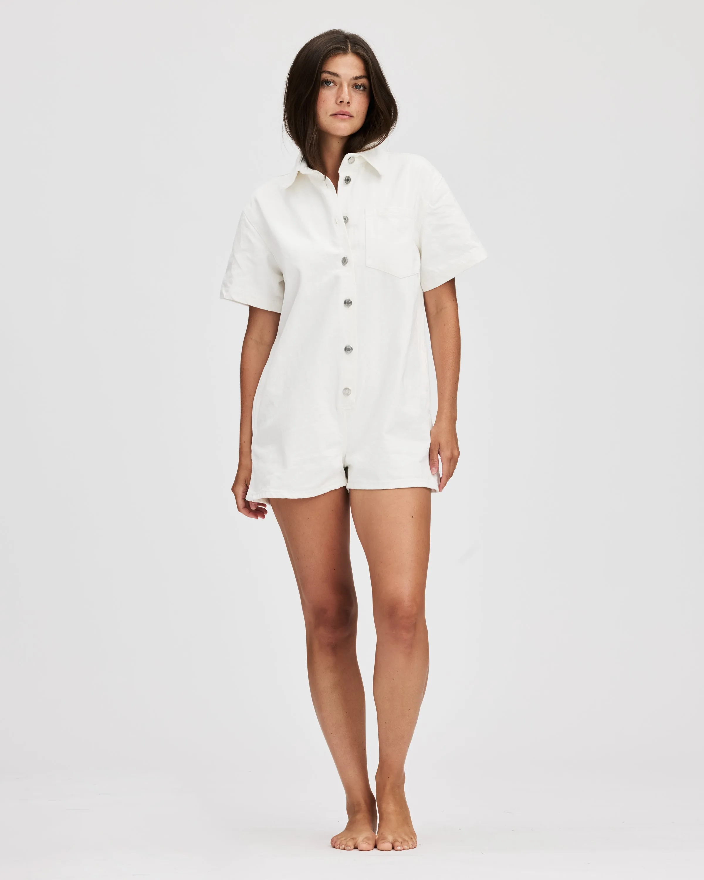 Short Sleeve Denim Romper