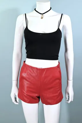 SOLD Vintage 90s Red Leather Shorts, Unworn w/Original Tags, DL David Lerner XS