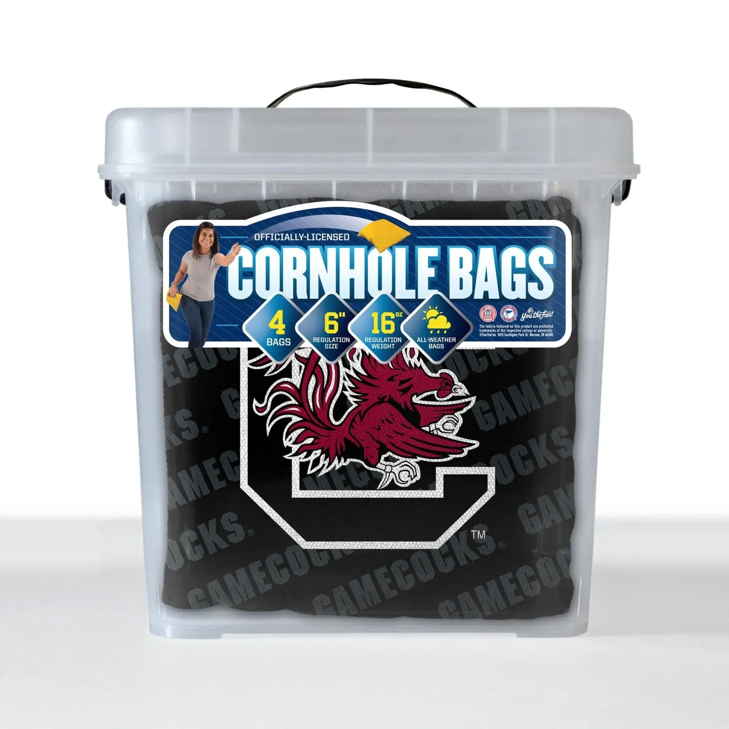 SOUTH CAROLINA GAMECOCKS BLACK 4 PACK ALL WEATHER CORNHOLE BAGS