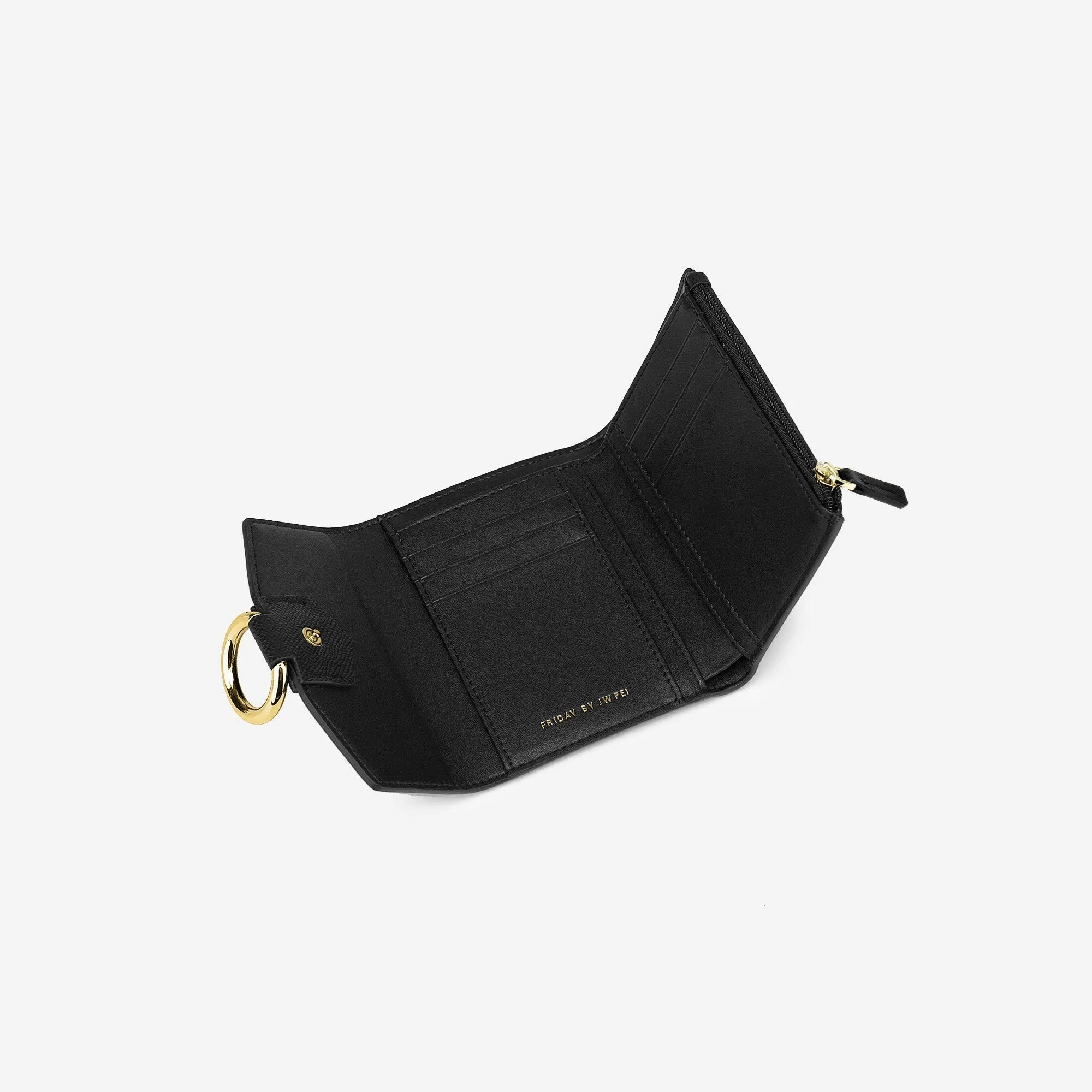 Stella Wallet - Black Grained Vegan Leather