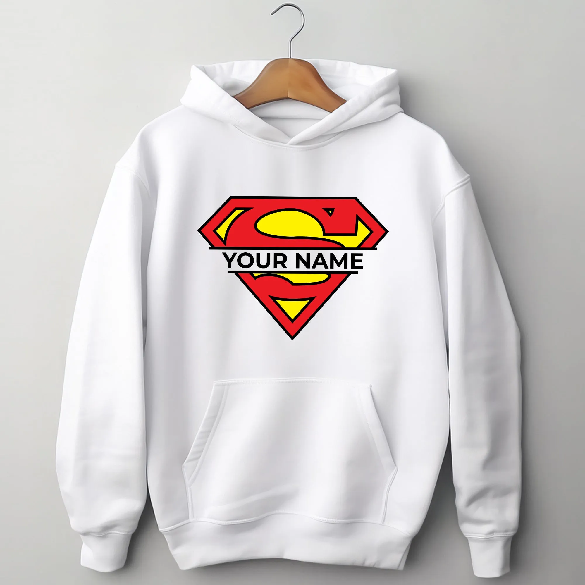Superman Custom Name Adult Hoodie