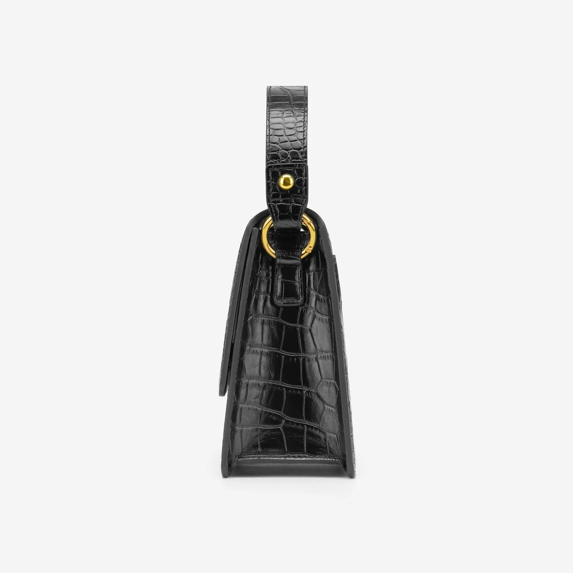 The Fae Top Handle Bag - Black Croc