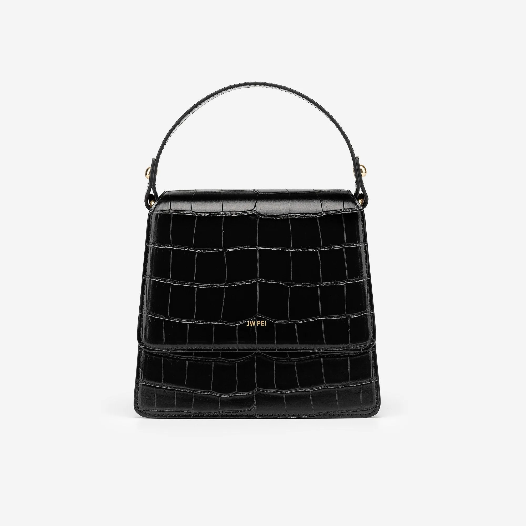 The Fae Top Handle Bag - Black Croc