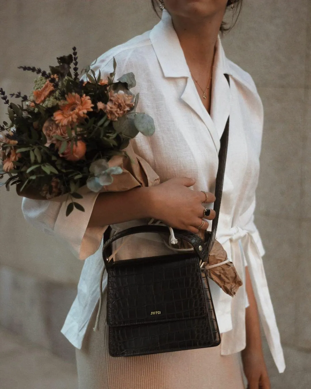The Fae Top Handle Bag - Black Croc