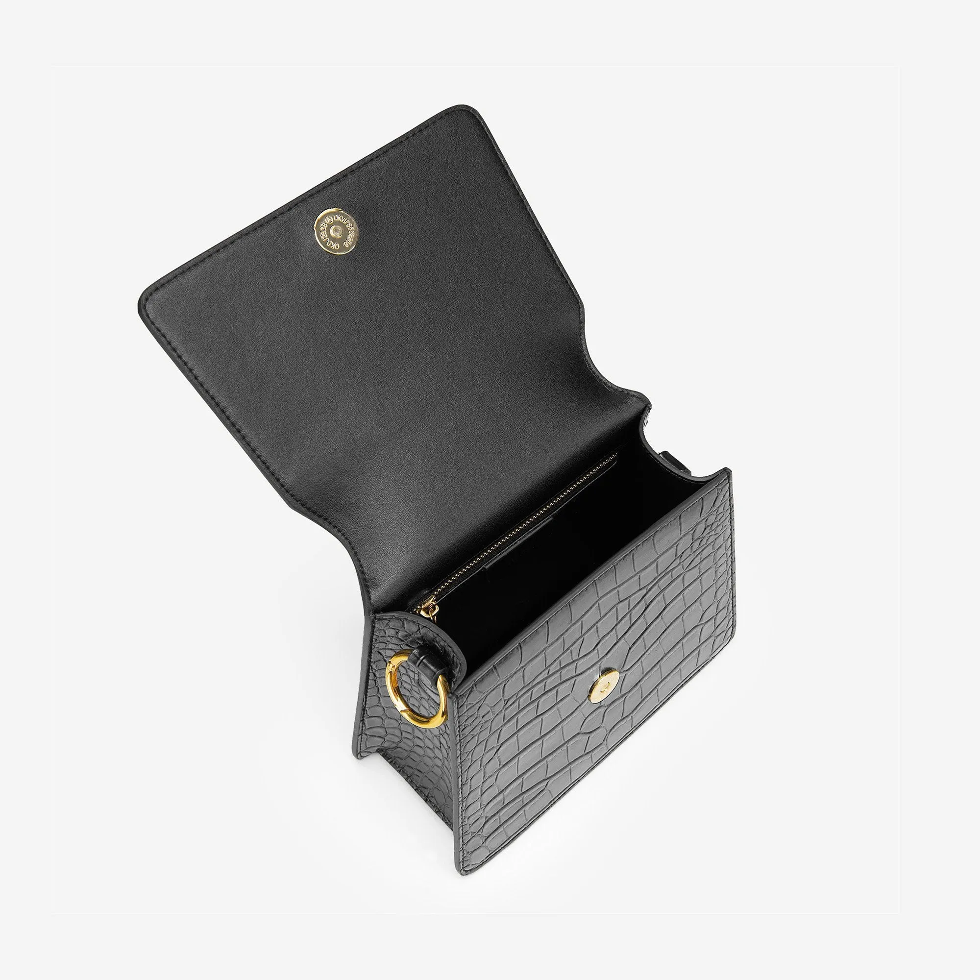 The Fae Top Handle Bag - Black Croc