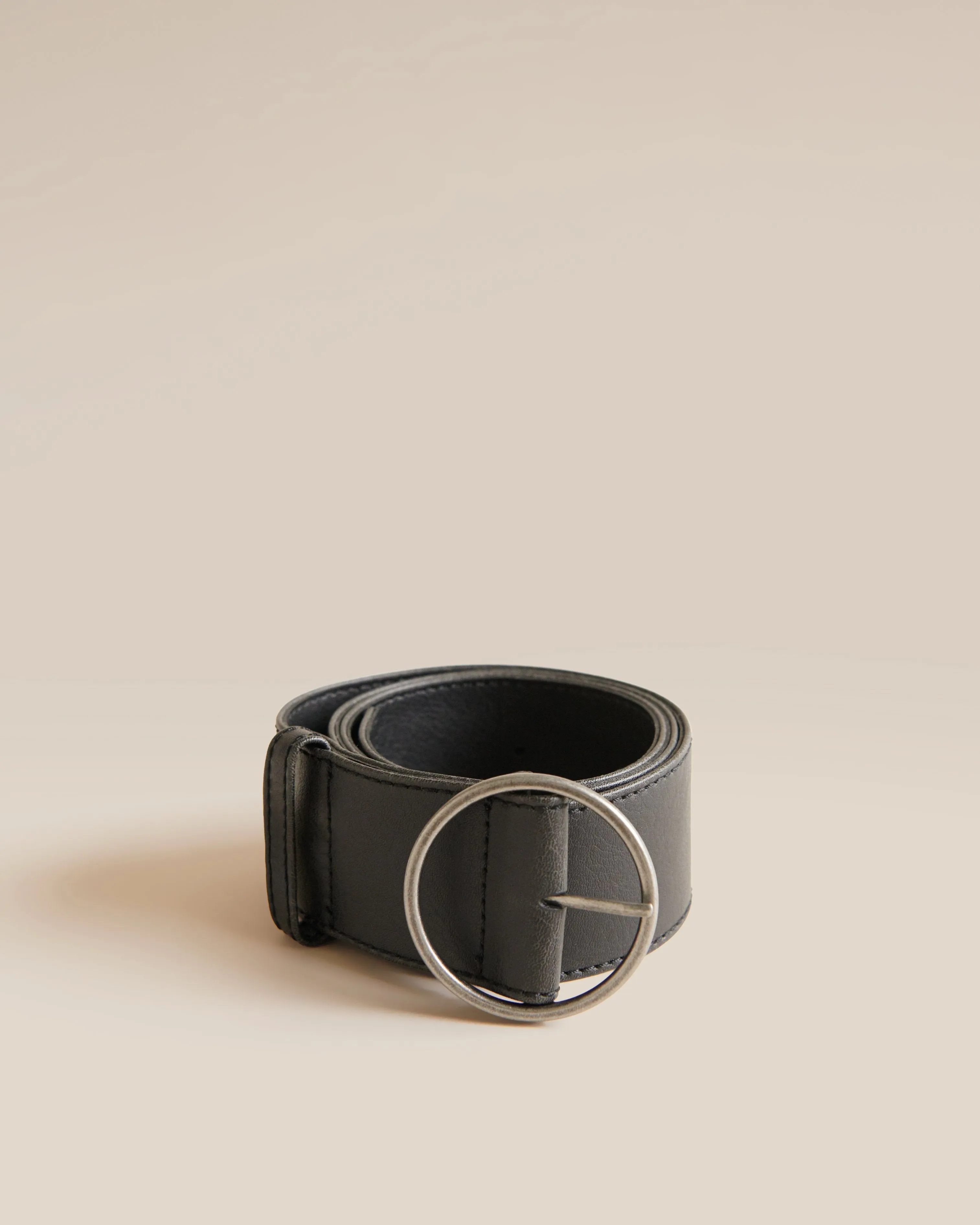 Vegan Leather Round Buckle Belt