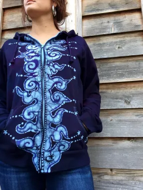 Very Formal Swirly Stars Handmade Batik Hoodie