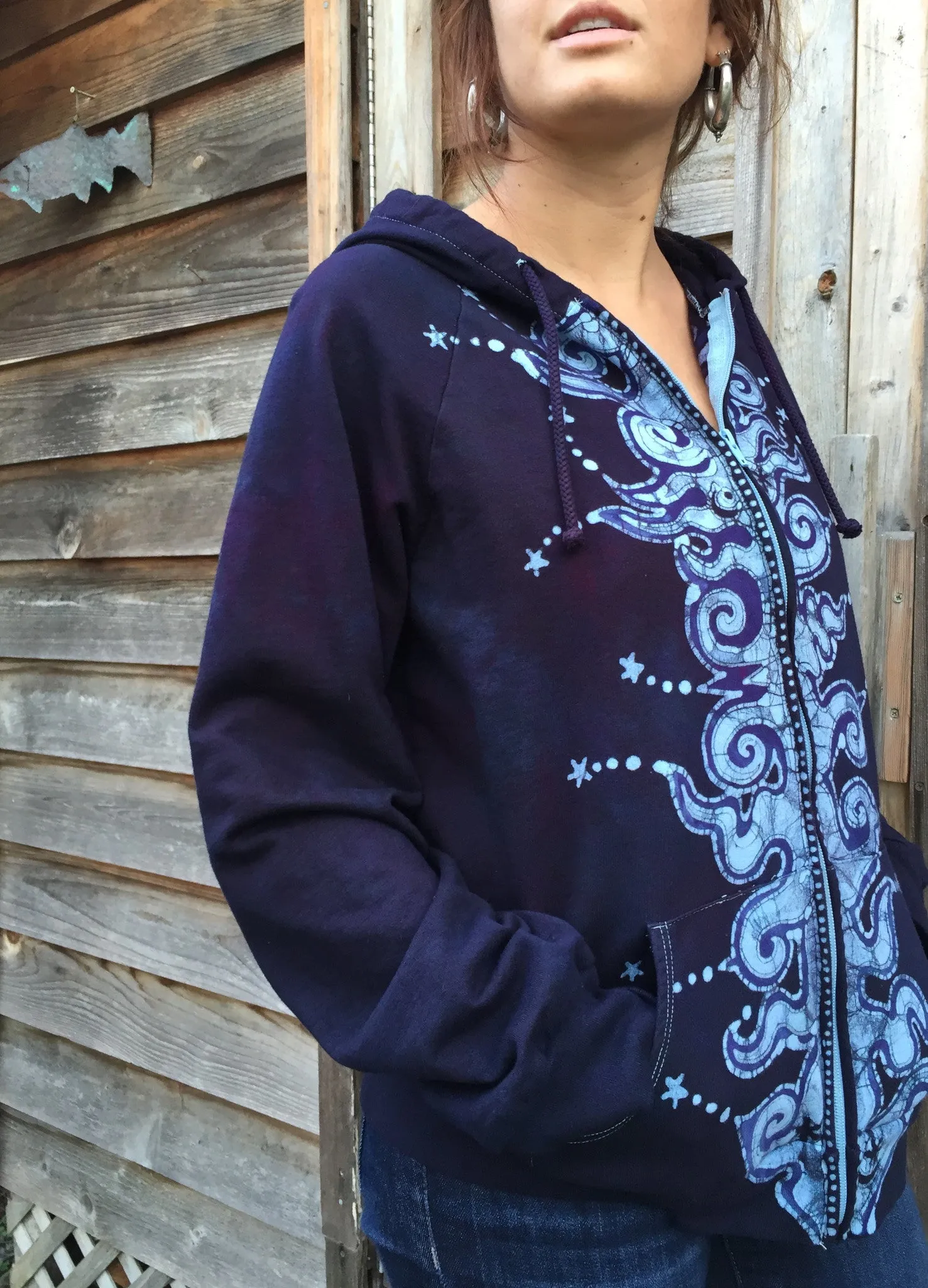 Very Formal Swirly Stars Handmade Batik Hoodie