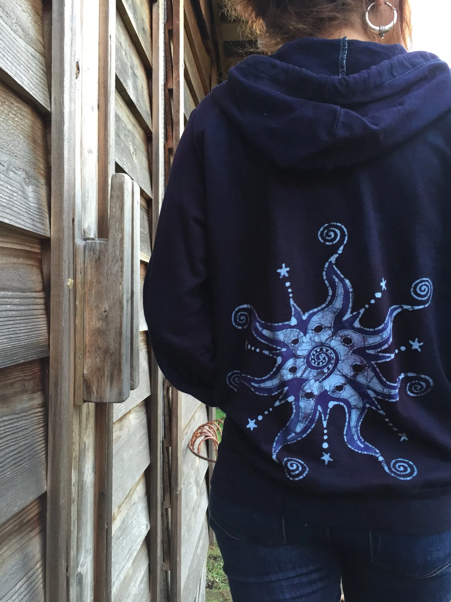 Very Formal Swirly Stars Handmade Batik Hoodie