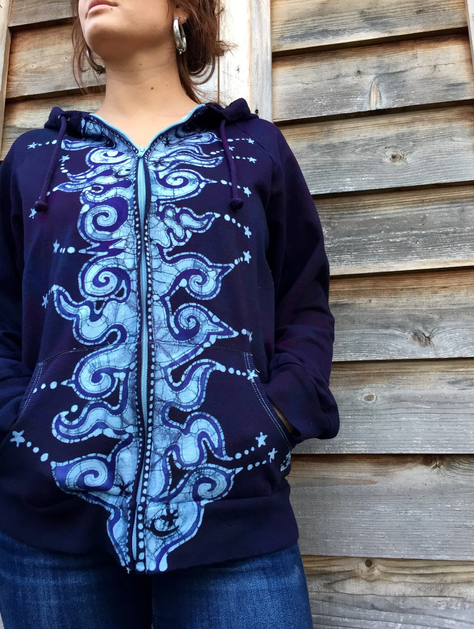 Very Formal Swirly Stars Handmade Batik Hoodie