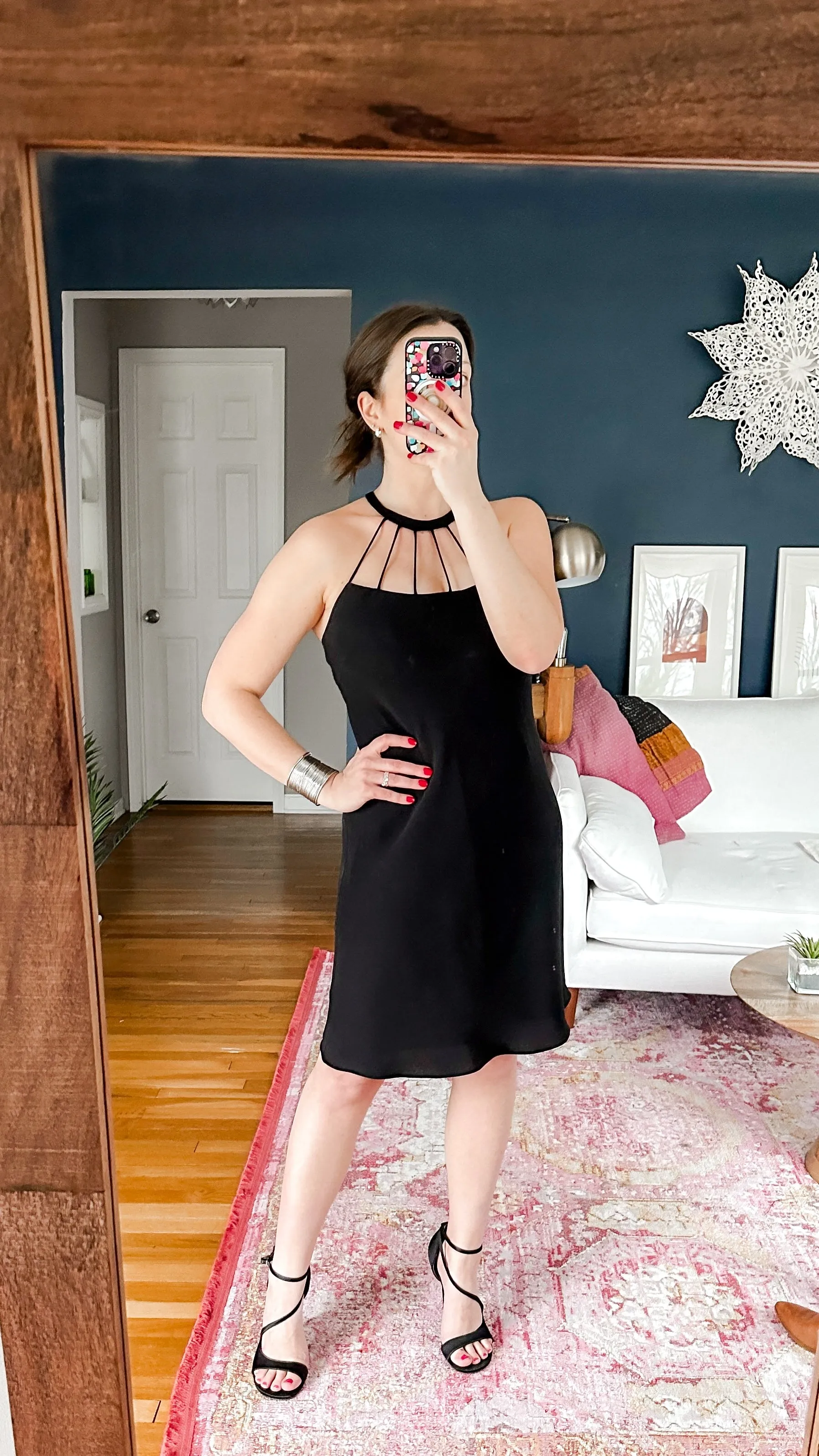Vintage 00'S Evan-Picone Black Cage Neck Dress (M)
