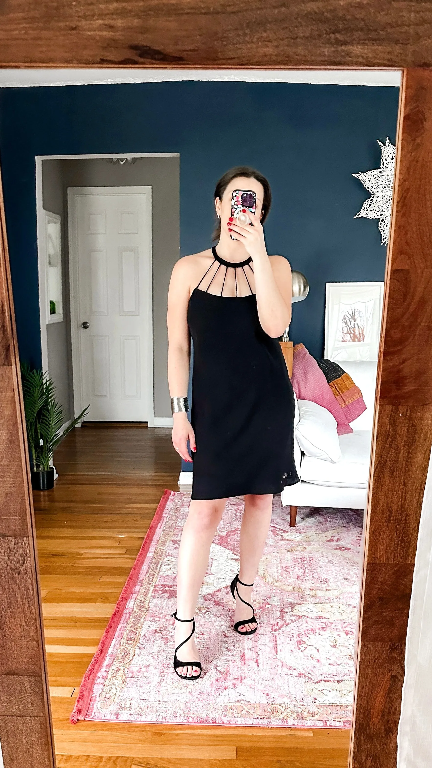 Vintage 00'S Evan-Picone Black Cage Neck Dress (M)
