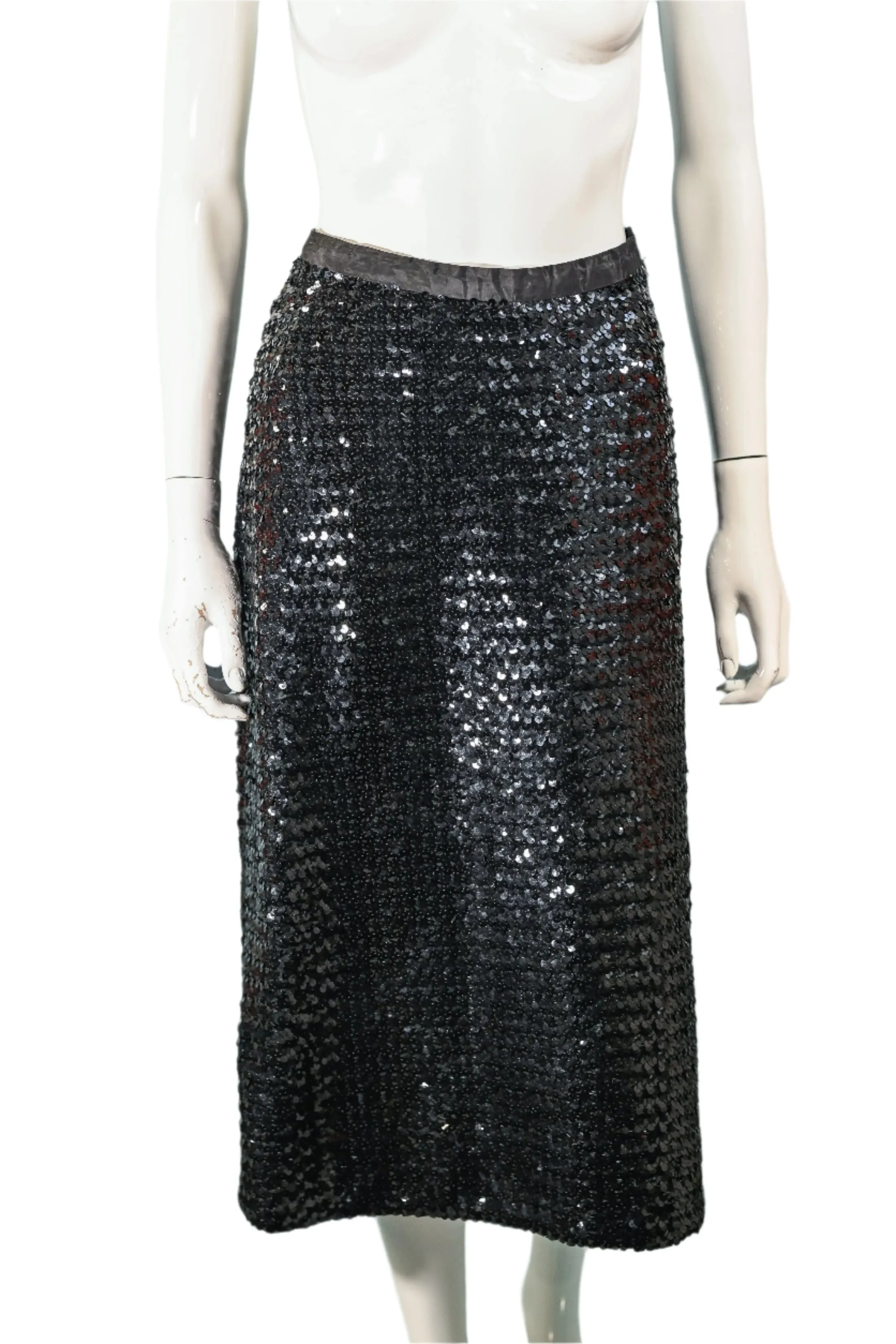 Vintage 60s Black Sequin Jacket/Skirt 2 Piece Suit, Eveningwear Party Separates Suit