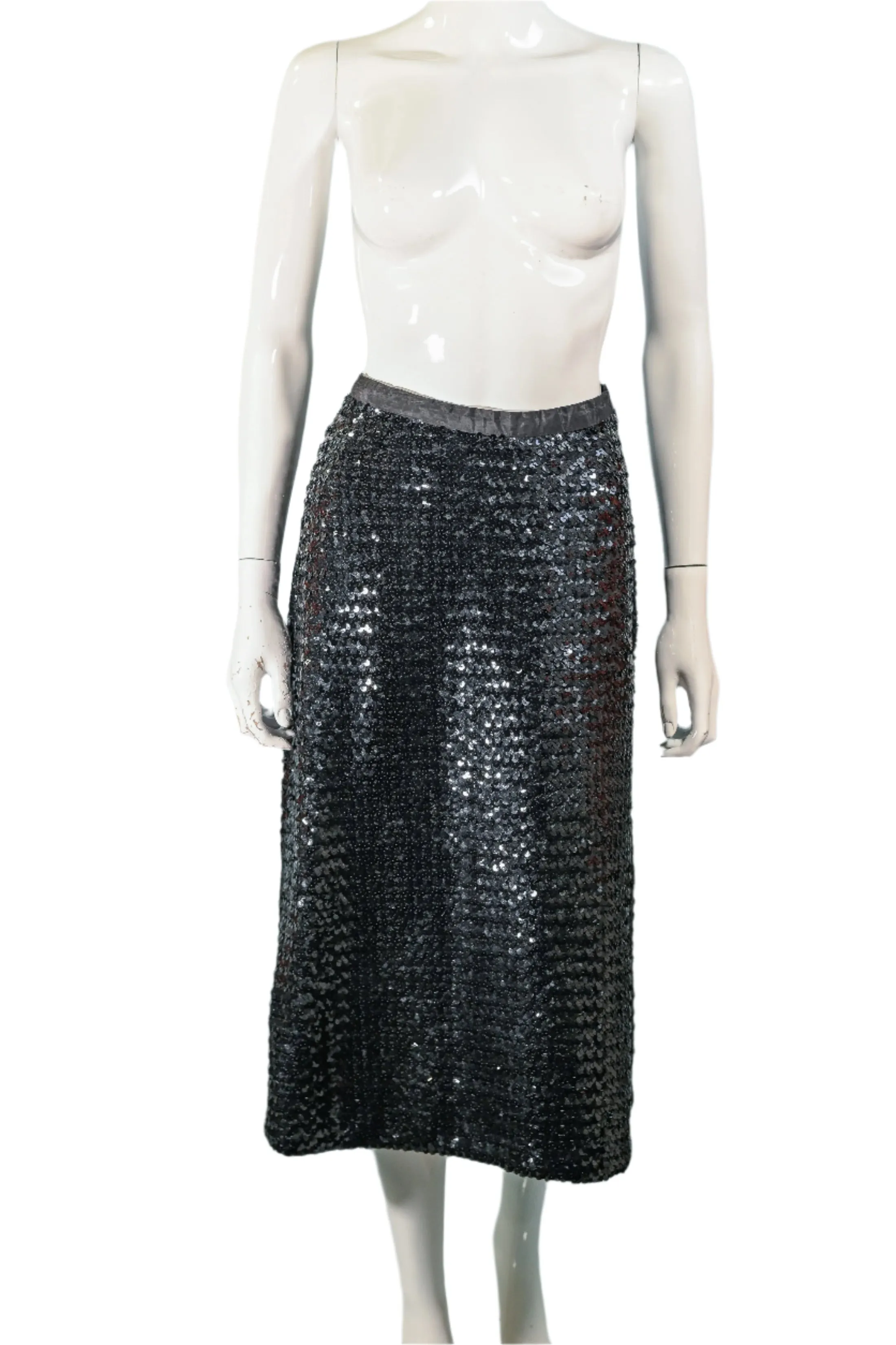 Vintage 60s Black Sequin Jacket/Skirt 2 Piece Suit, Eveningwear Party Separates Suit