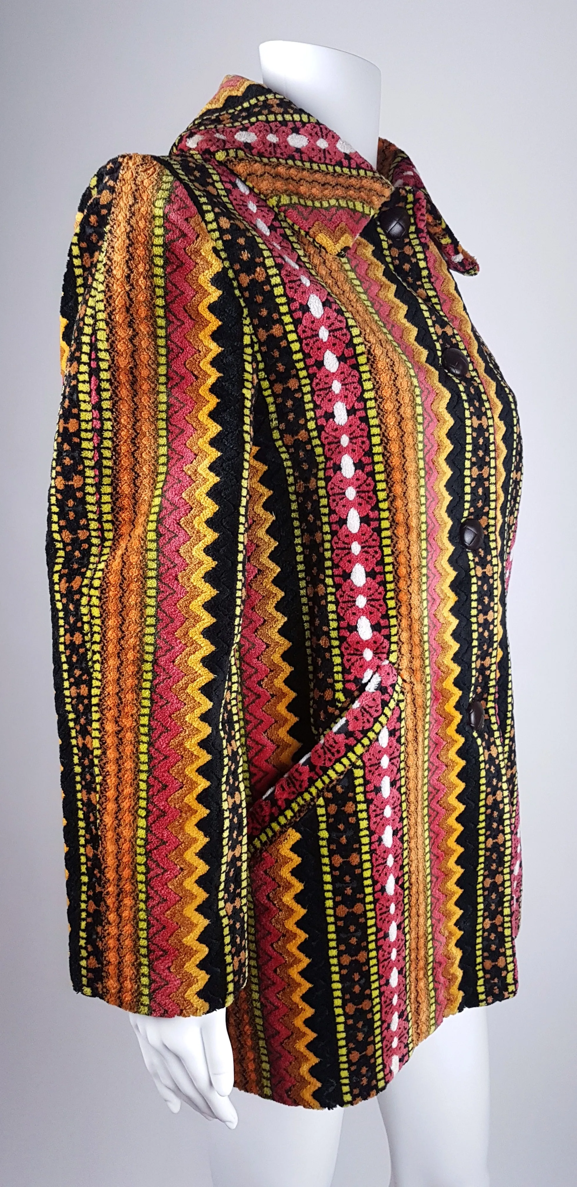 Vintage 60's | Tregos Westwear Chenille | Tapestry Carpet Coat