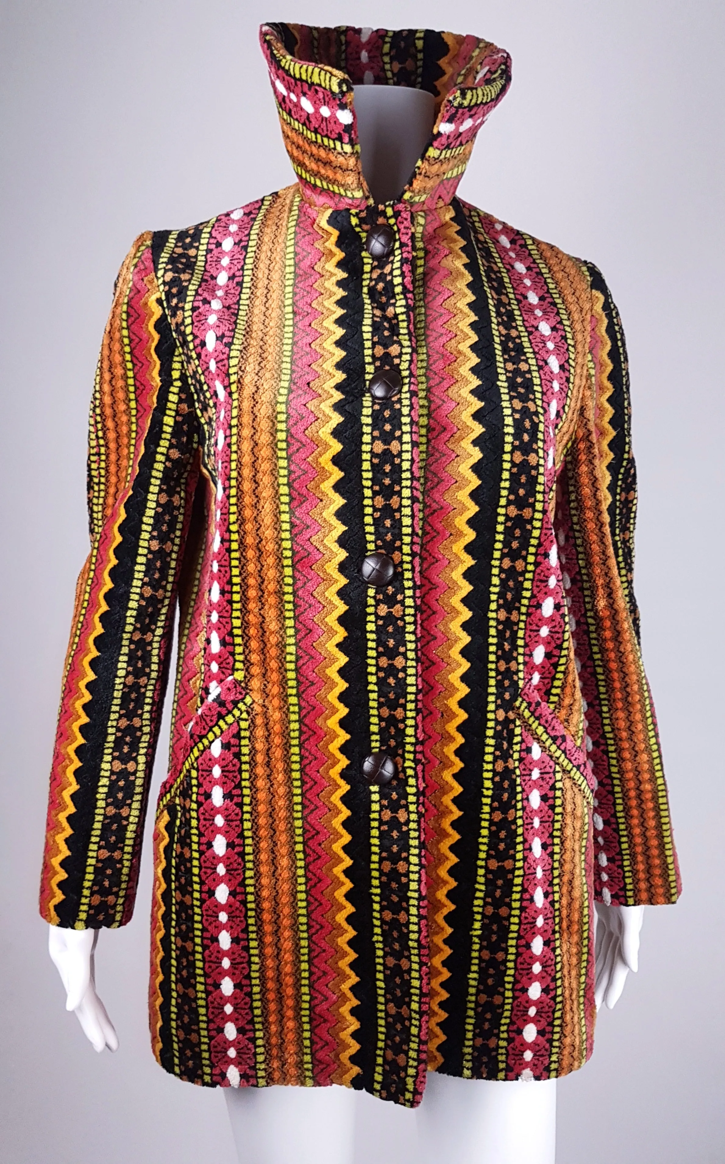 Vintage 60's | Tregos Westwear Chenille | Tapestry Carpet Coat